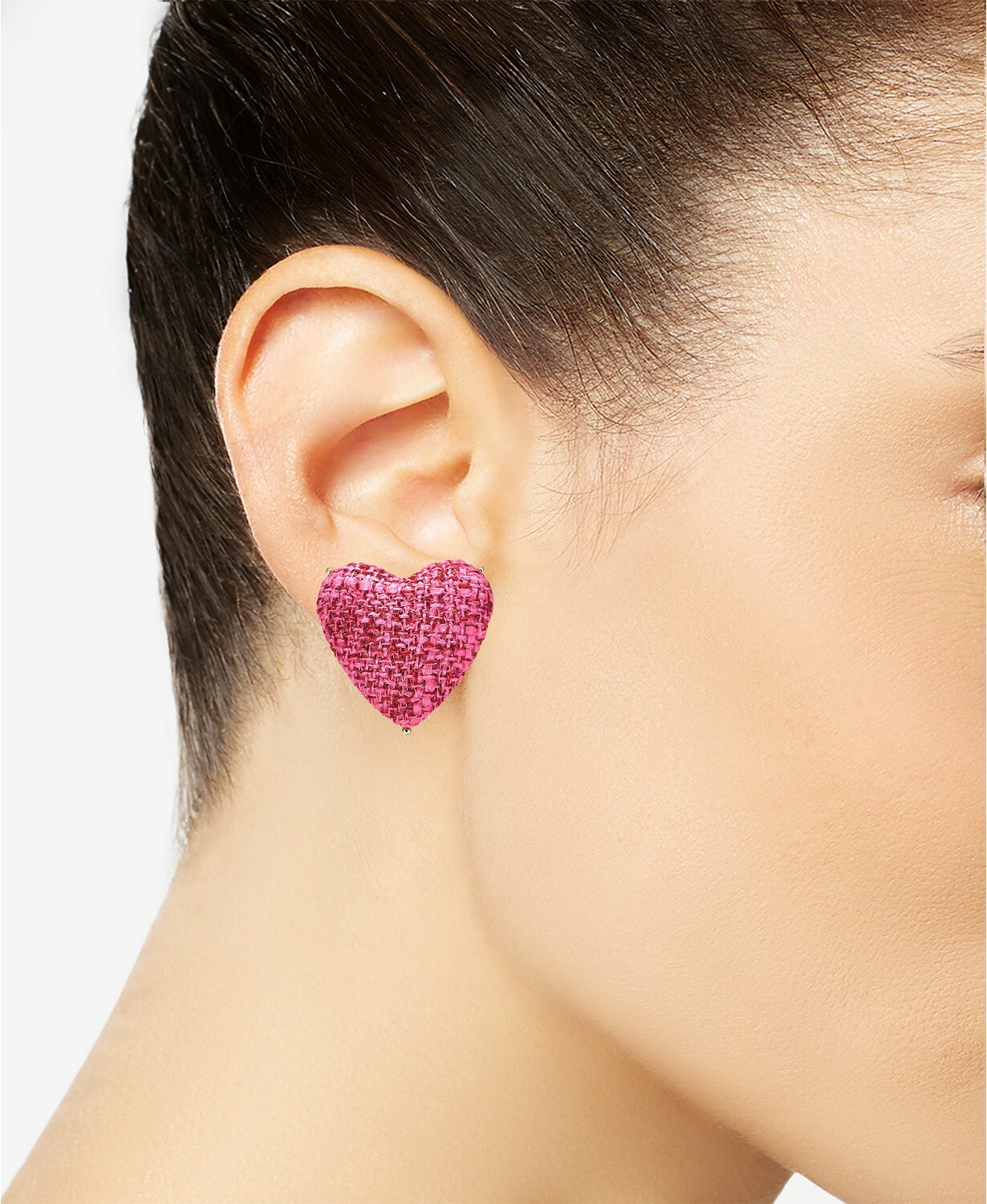 INC International Concepts Gold-Tone Tweed Heart Stud Women’s Earrings, Pink