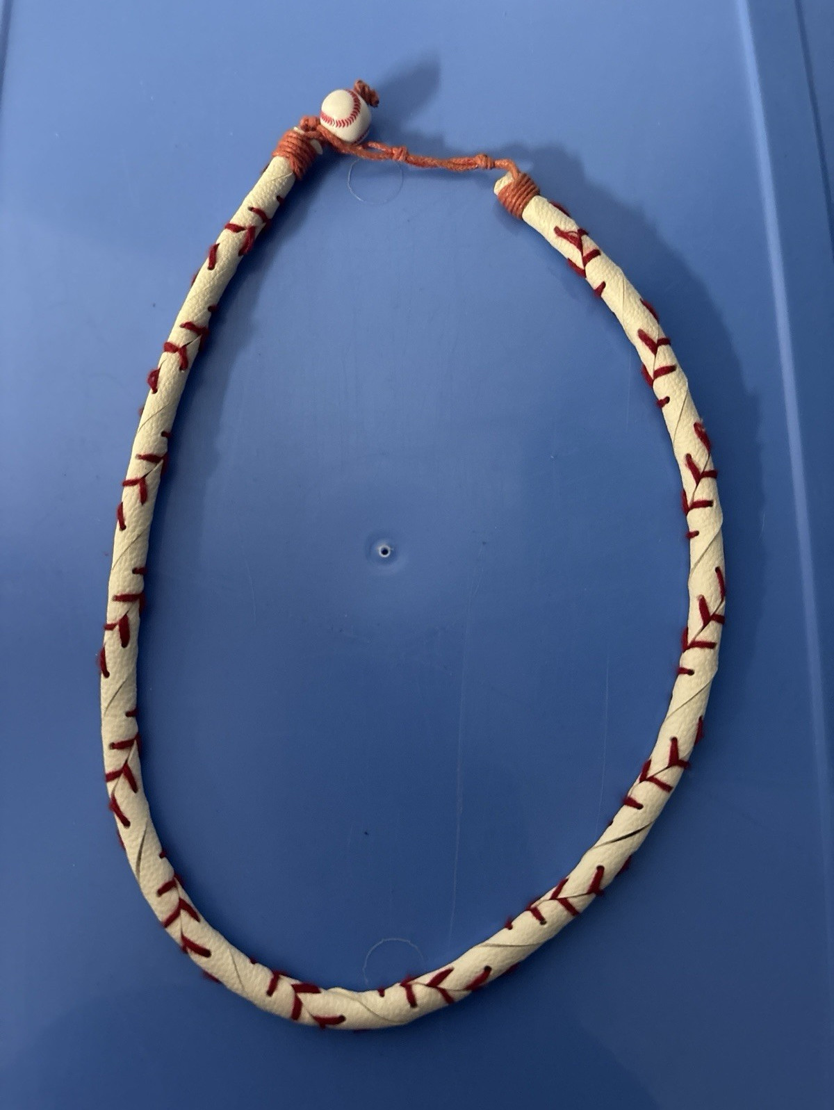 White & Red Beaded Necklace Cord Chain w/ Clasp Adjustable Closure
