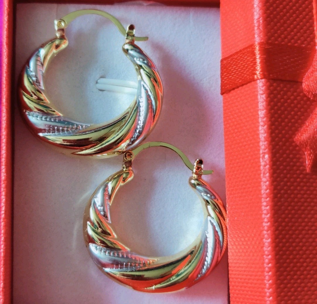 Gold Silver Creole Hoop Earrings 2.9cm 2 Tone Earrings comes gift boxed B38