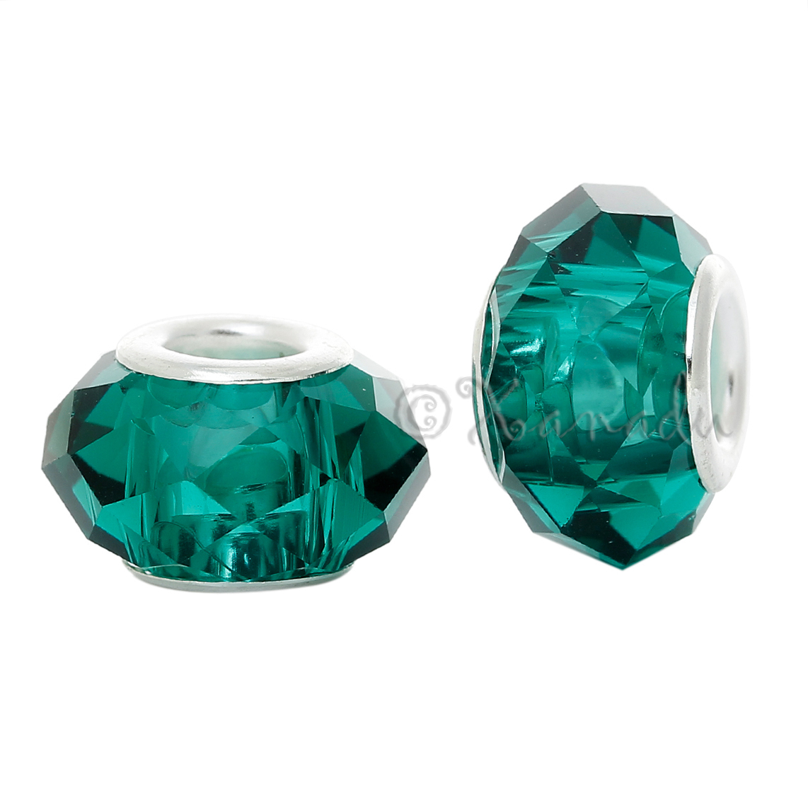 5PCs Teal Malachite Green Wholesale European Large Hole Beads For Bracelets