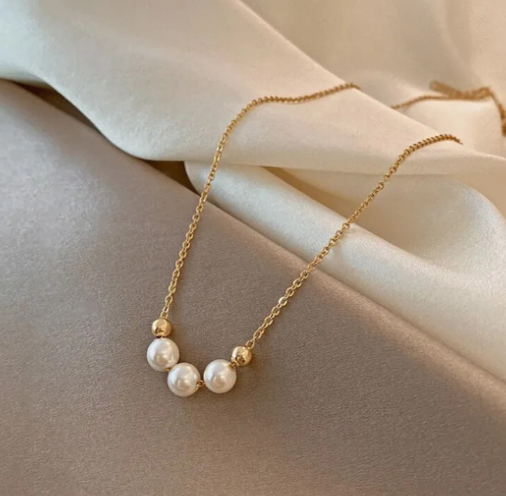 Fashion Simple Short Bead Clavicle Chain Pearl Pendant Necklace Jewelry