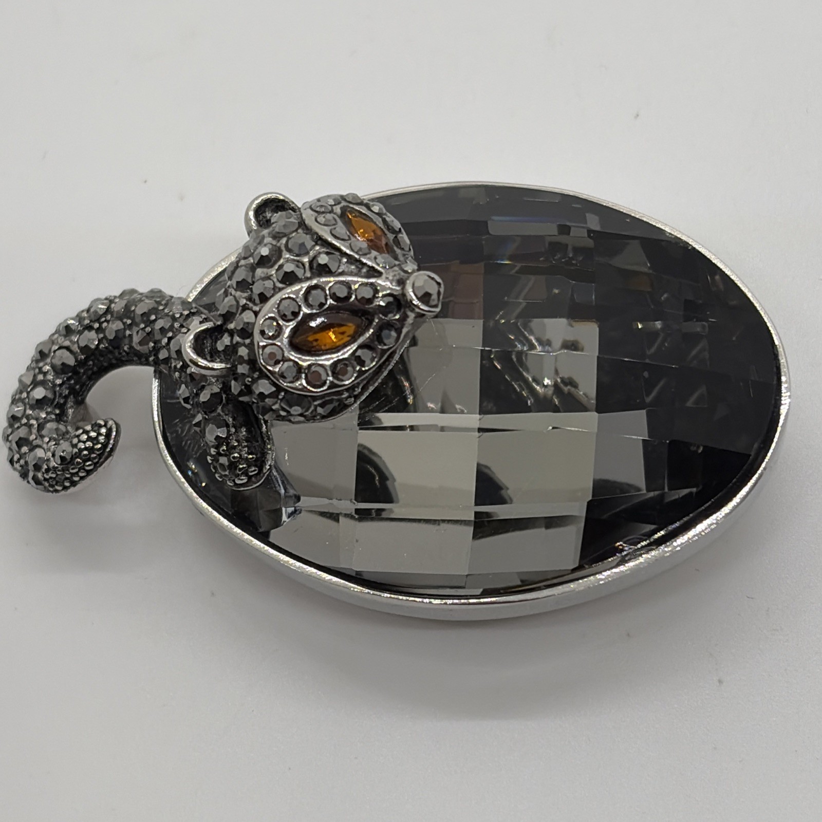 Raccoon And Gemstone Pendant Set In Stainless Steel