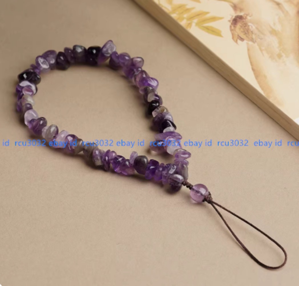 New Natural Amethyst Crushed Stone Wrist Style Anti Lost Phone Lanyard