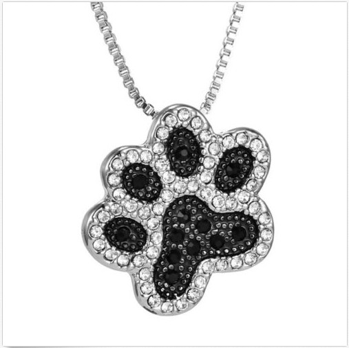 Silver Dog, Cat Love Paw Print Shaped Stainless Steel Metal Pendant Necklace New