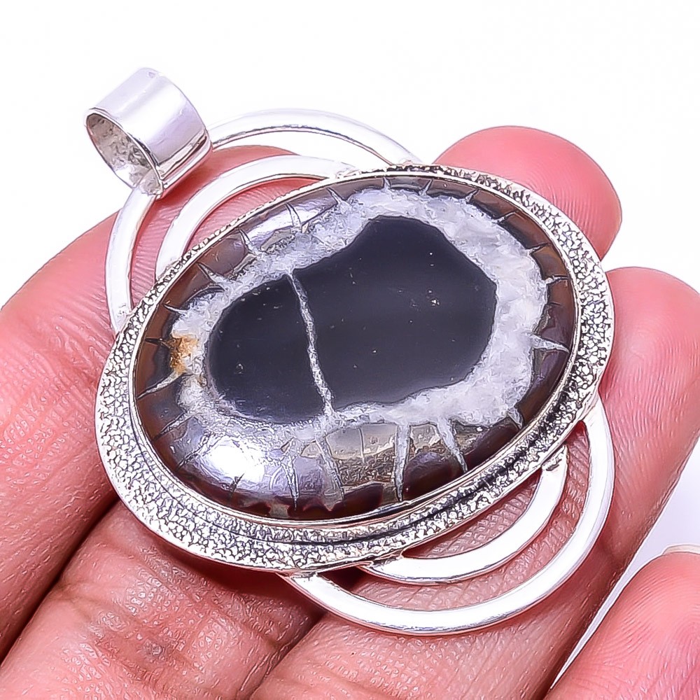 Septarian Gronate – Mexico Designer 925 Sterling Silver Pendant 2.03″ P14