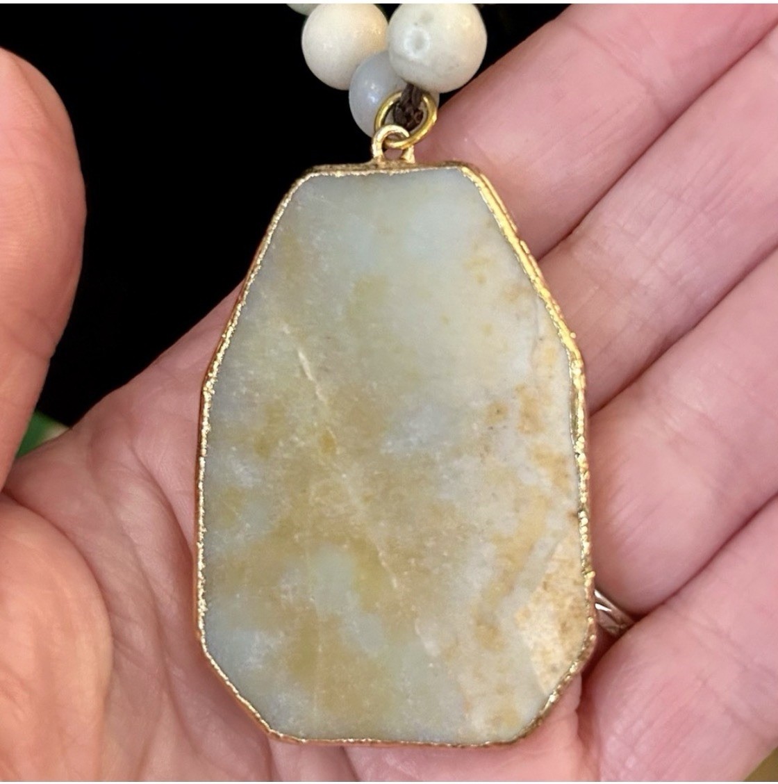 Artisan Matte AMAZONITE Stone Necklace with Pendant Boho Hippie