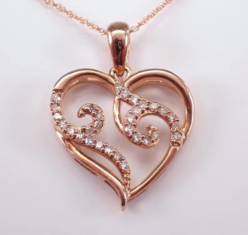 Heart Shape Pretty Pendant 14K Rose Gold Plated 1Ct Round Cut Simulated Diamond