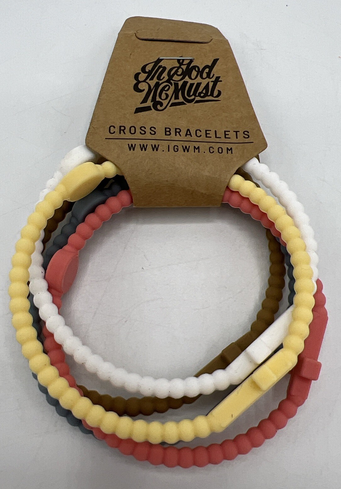 In God We Must Cross Bracelet Religious Silicone 5 Pack Stretchy Large Bracelet