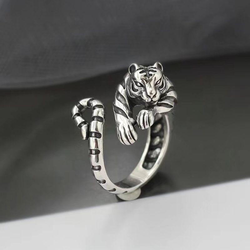 Fierce Tiger Adjustable Opening Ring Men And Women Vintage Animal Jewelry Gift
