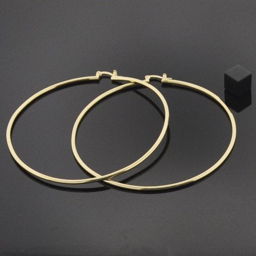 Extra Large Real Gold Plated 14k Gold layered 80mm x 3mm Round Hoop Earrings