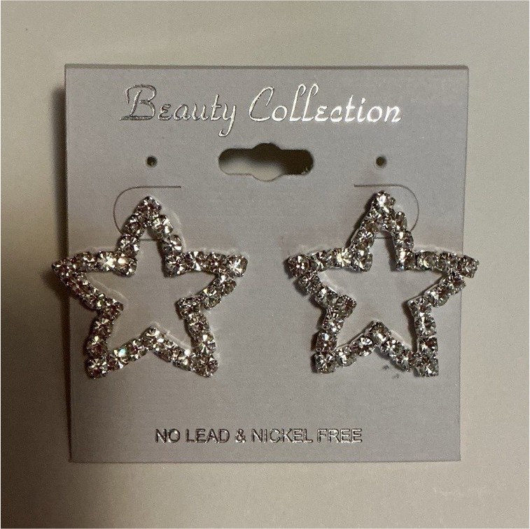 Beauty Collection Star Crystal Rhinestone Stud Earrings Silver Tone