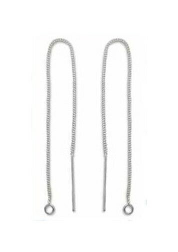 3 Pairs 925 Sterling SILVER EAR THREADS 5″ Long Jump Ring End ~ Box Chain Style