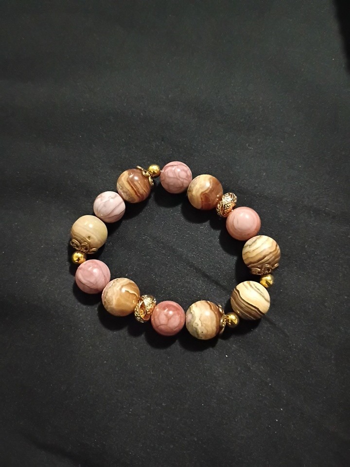 Brown Rhodochrosite Gemstone Bracelet, 6.25 Inch