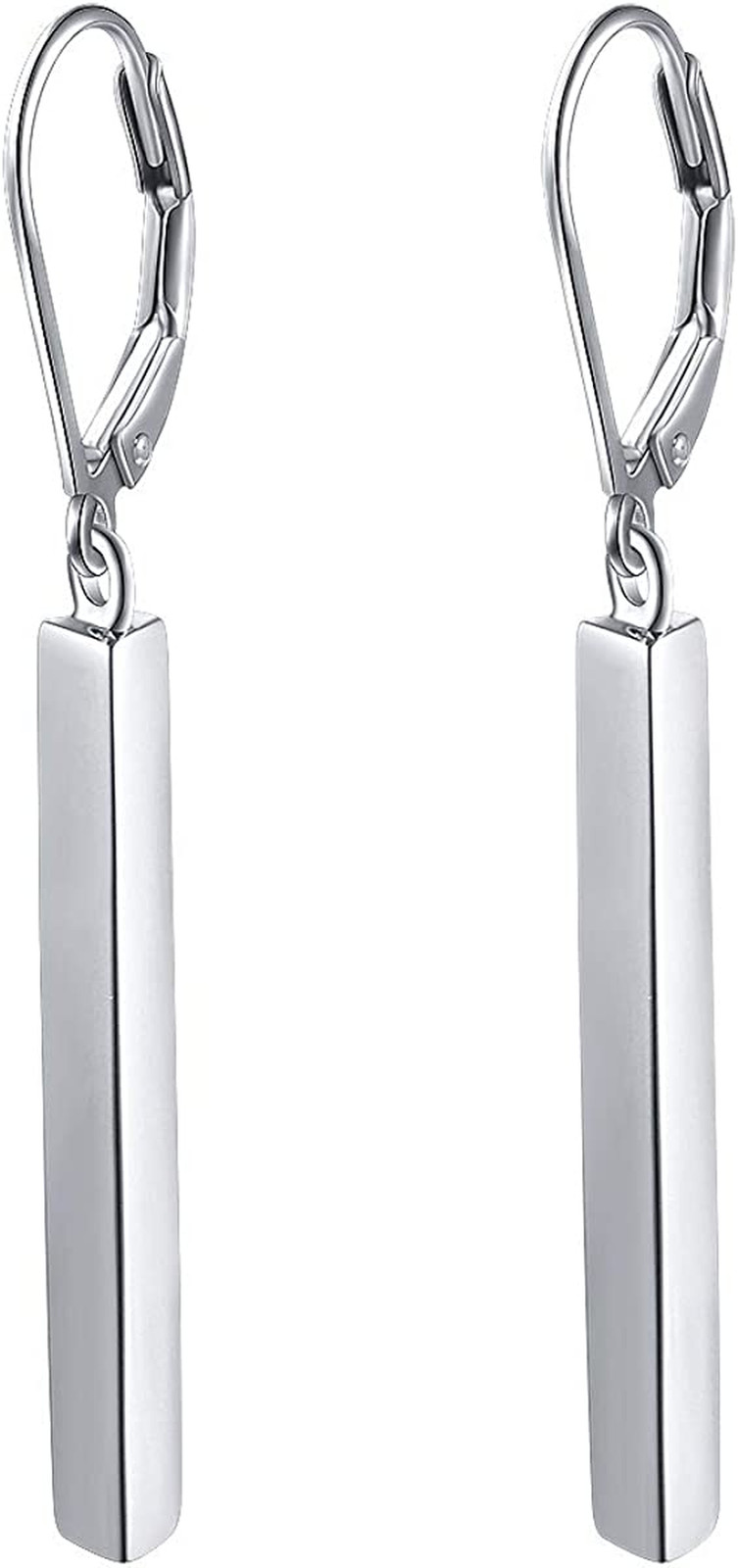 S925 Sterling Silver Vertical Dangle Drop Earrings Gifts for Women Men