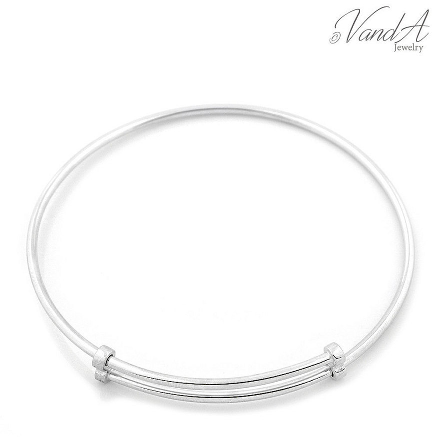 Sterling Silver 925 Expandable Bangle Bracelet Adjustable Charm Bracelet S20