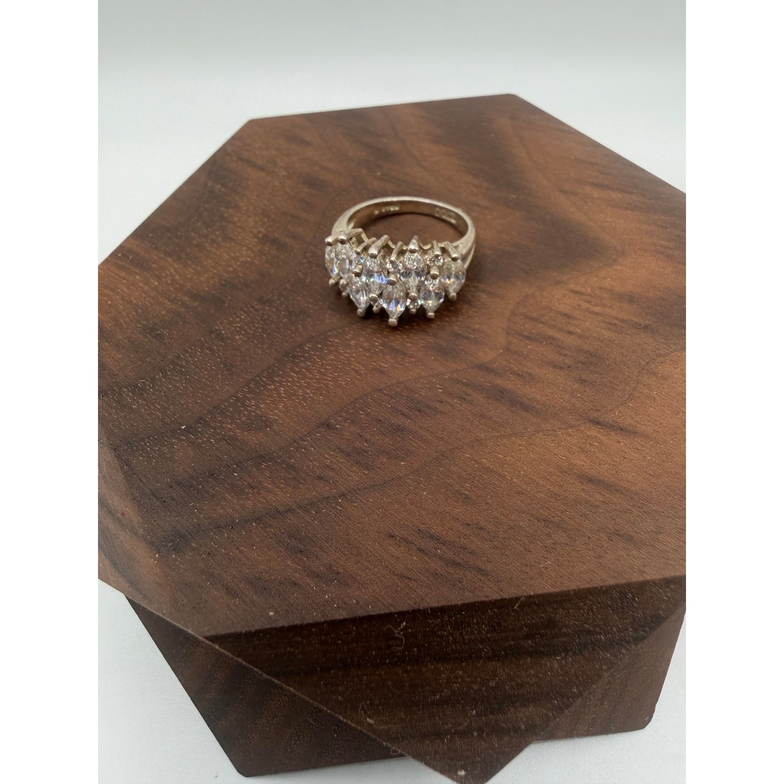 DQCZ Sterling Silver Marquise Diamonique Cluster Statement Ring Size 5