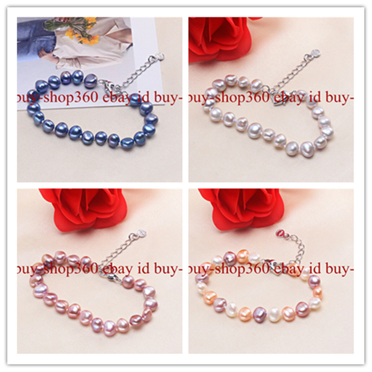 Fashion 8-9mm 6 Colors Baroque Freswater Pearl Bracelet 7.5”