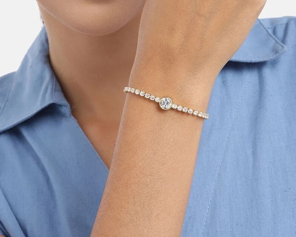 8 Ct Round Cut Simulated Diamond Gorgeous Tennis Bracelet 14k Yellow Gold Plated