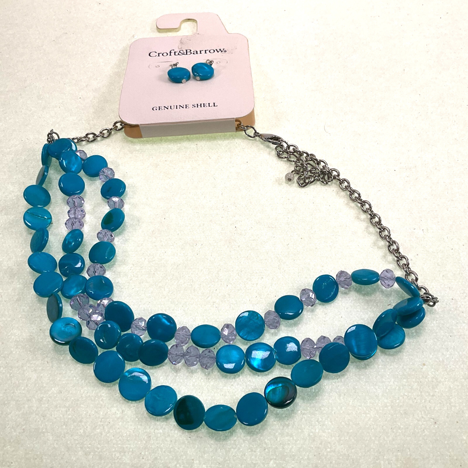 Croft & Barrow Genuine Shell Necklace Earrings Set 20″