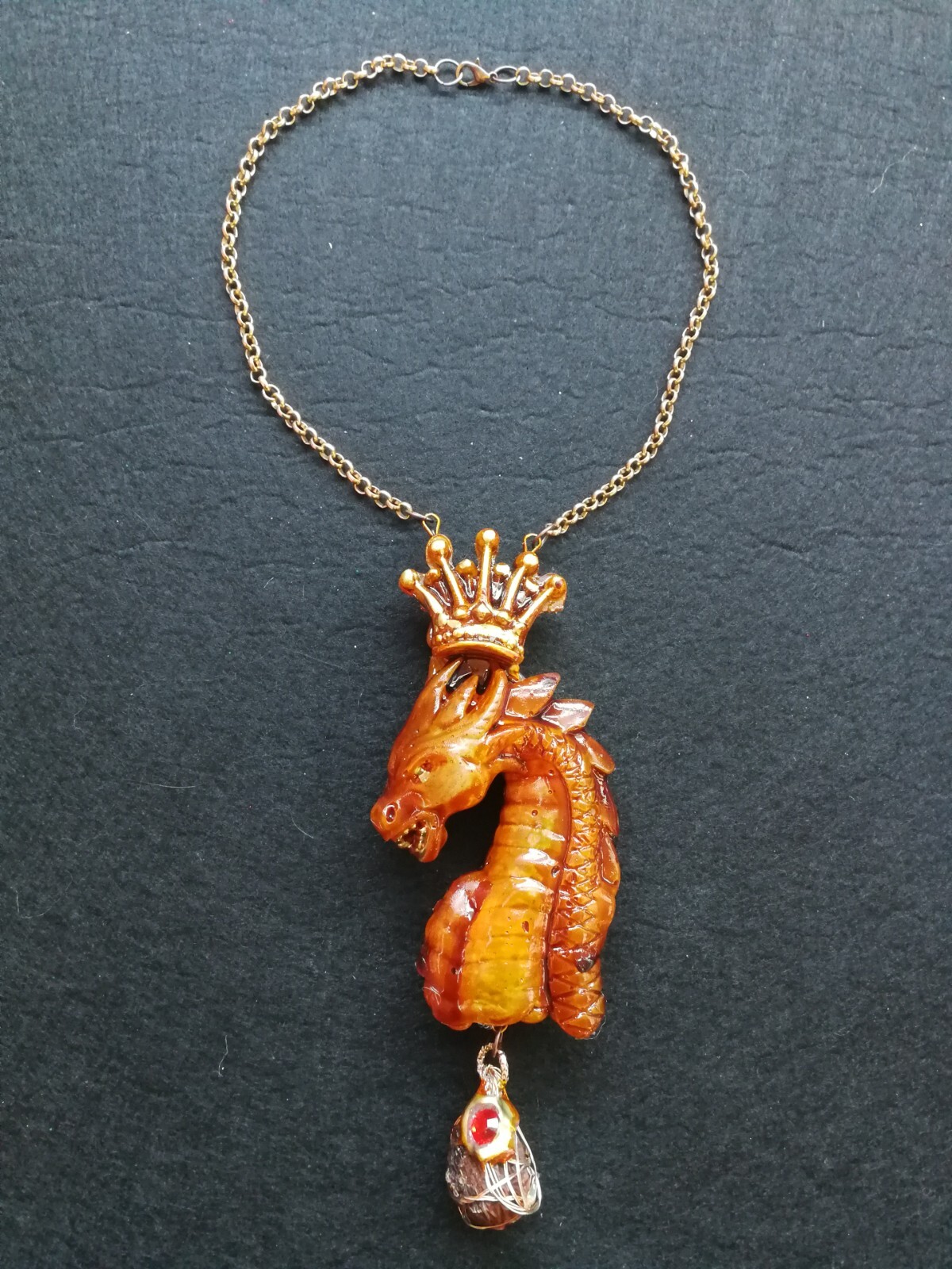 Dragon Crown Evil Eye Talisman Necklace Jewelry Pendant Golden Amulet Giada Bib