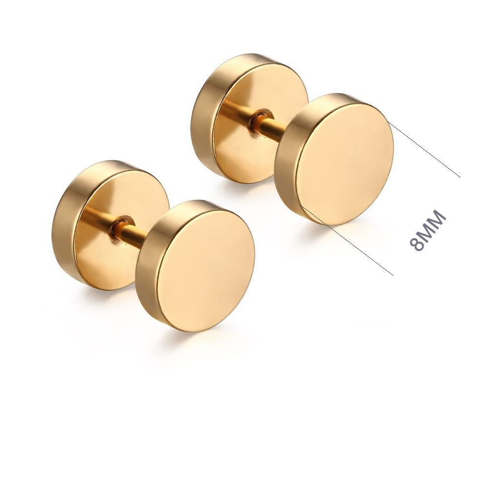 Set of 4 Stainless Steel Mens Womens Stud Earrings Ear Plugs Tunnel