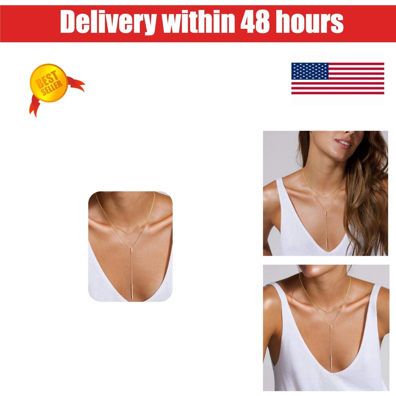 14K Gold-Plated Layered Y-Shaped Necklace for Women – Trendy Gift