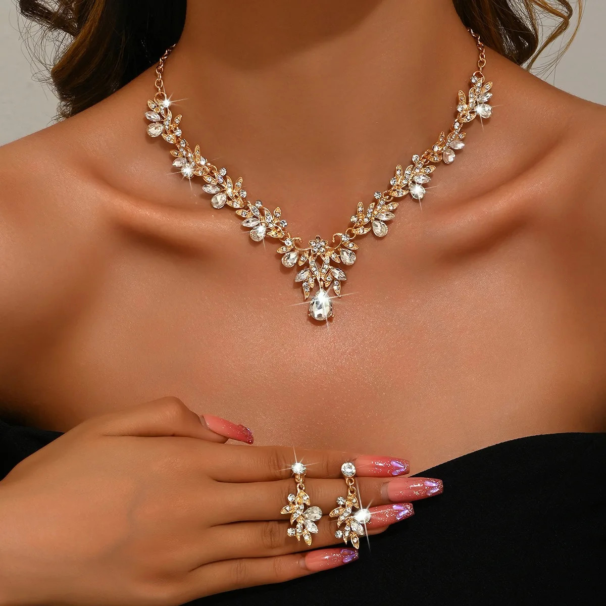 3pcs New Fashion Necklace Sets for Women Waterdrop Collar Choker Necklace