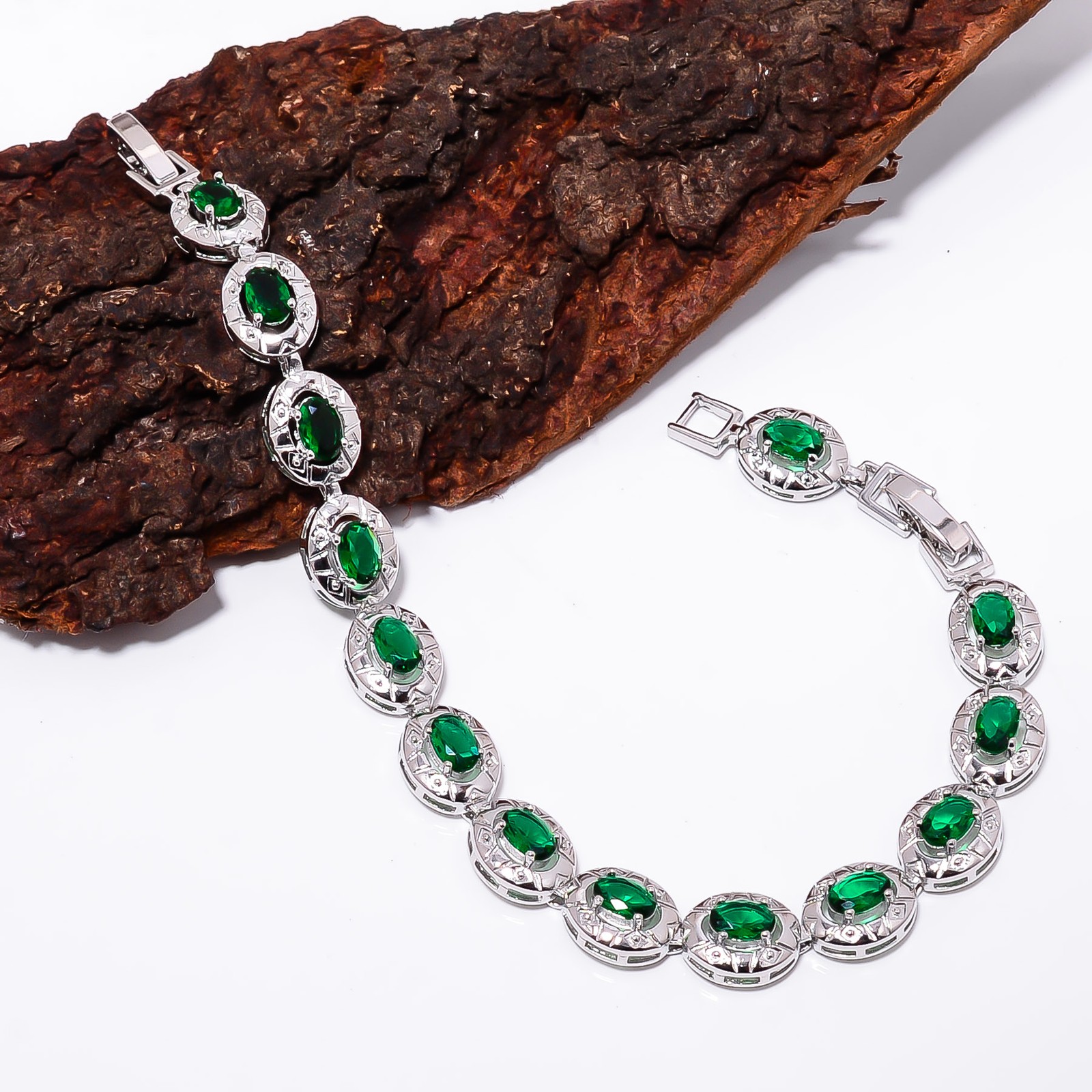 Tsavorite 925 Sterling Silver Tennis Bracelet B129510 Valentine Day Gift