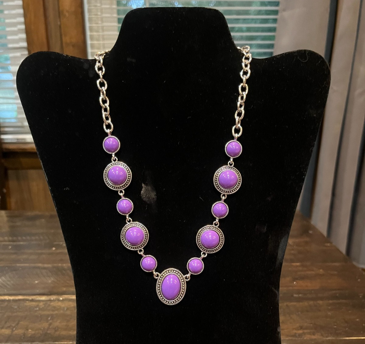 Necklace Costume Jewerly Purple Stone Silver