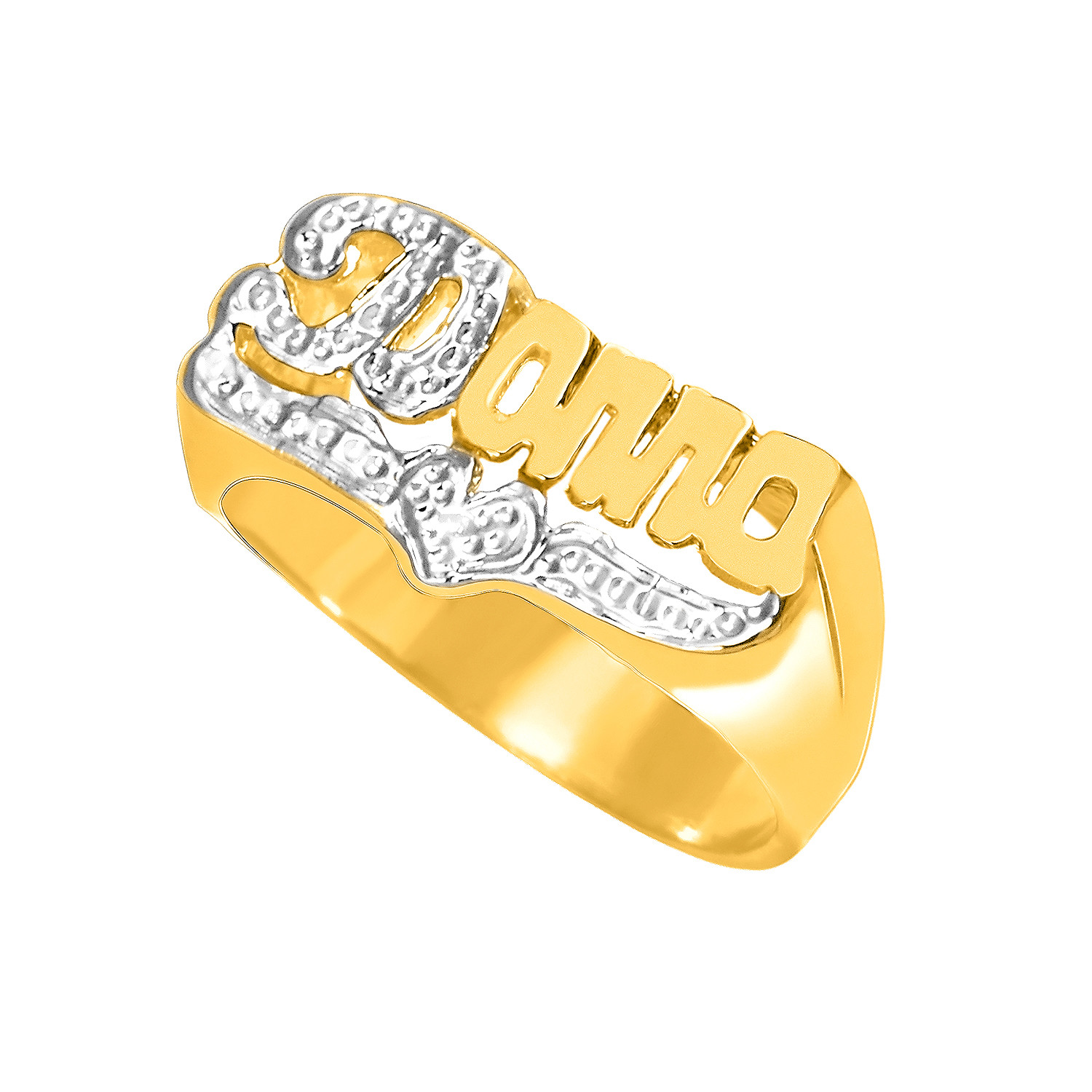Personalized Sterling Silver AND Gold Plated Script Any Name Ring 3 Styles