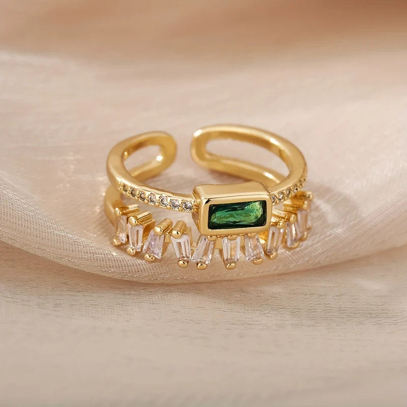 14K Yellow Gold Plated 1Ct Simulated Emerald & Diamond Women’s Ear Cuff Earrings