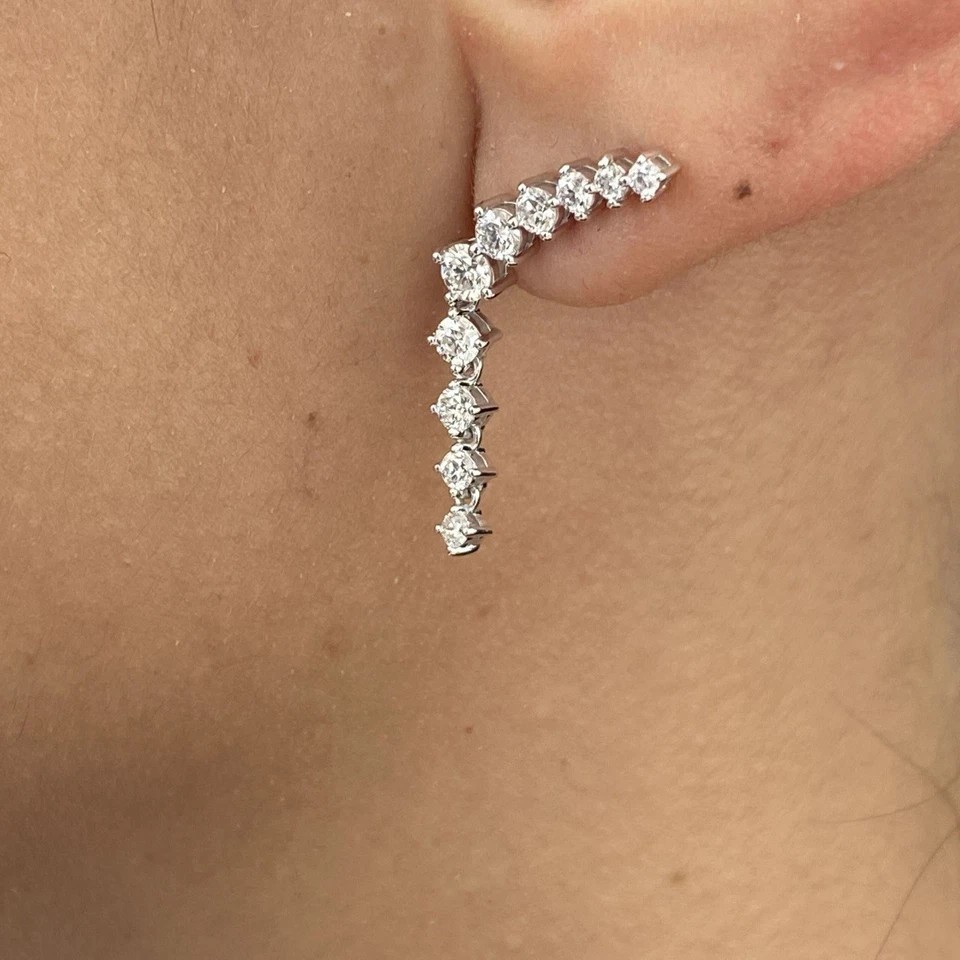 1.33Ct Round Cut White Moissanite Women’s Stud Earrings 14K White Gold Plate