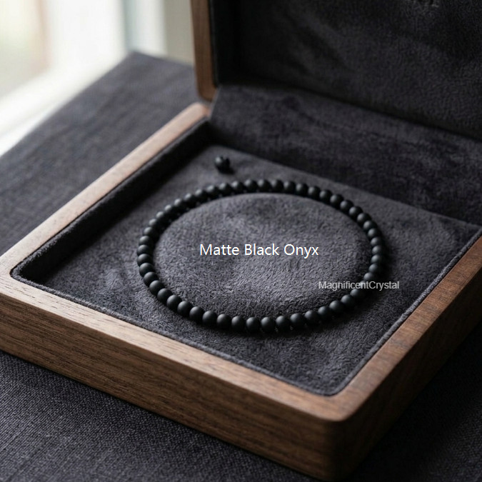 Genuine Matte Black Onyx Bracelet Natural 4mm Beads Healing Protection Spiritual
