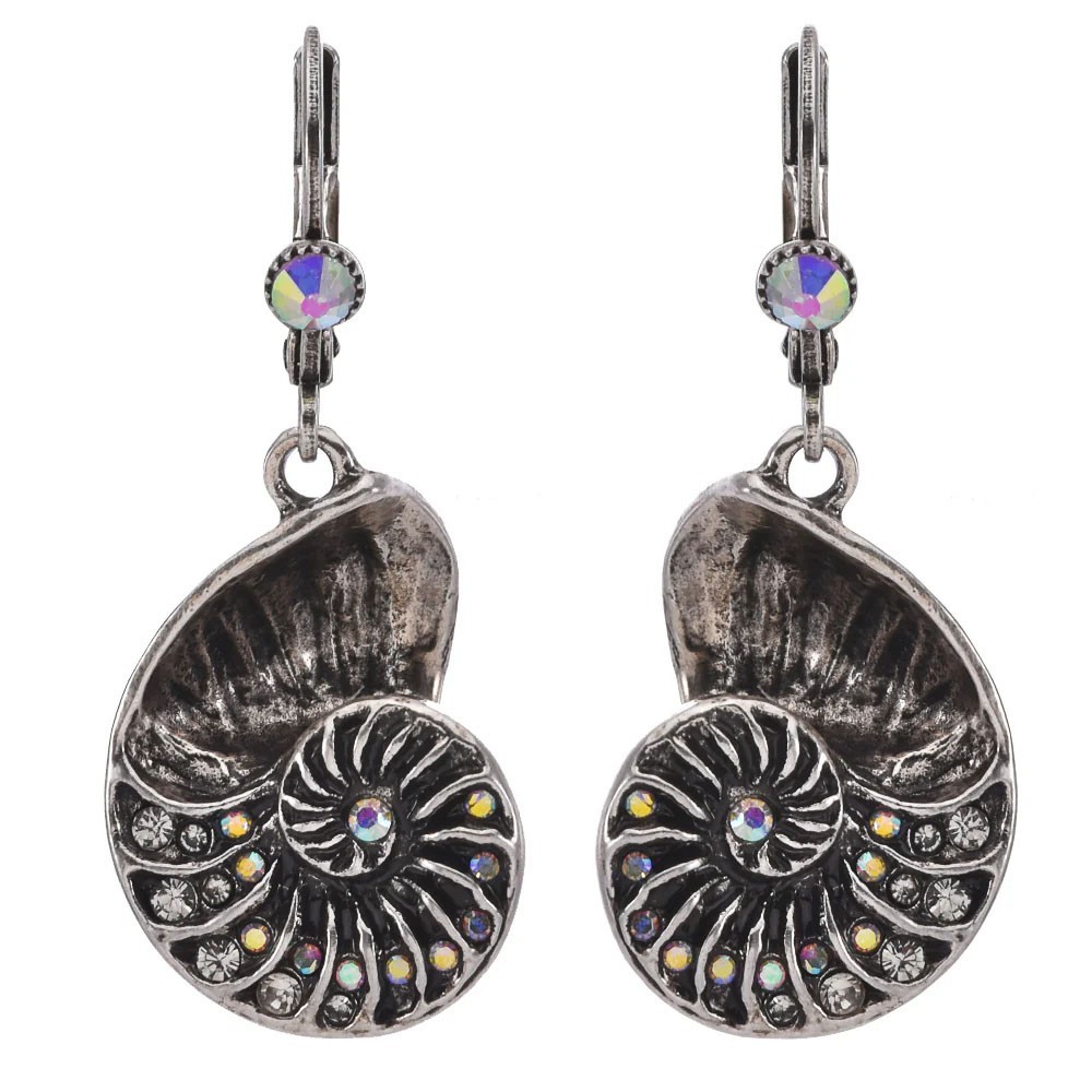 Kirks Folly Dreamer Nautilus Shell Leverback Earrings – Silver Ox