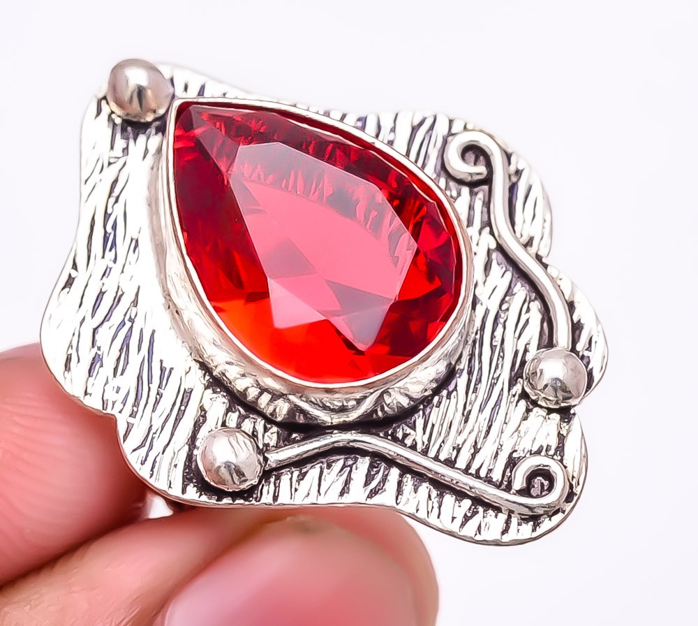 Mozambique Garnet Gemstone 925 Silver Plated Jewelry Ring s.6.5 S2753
