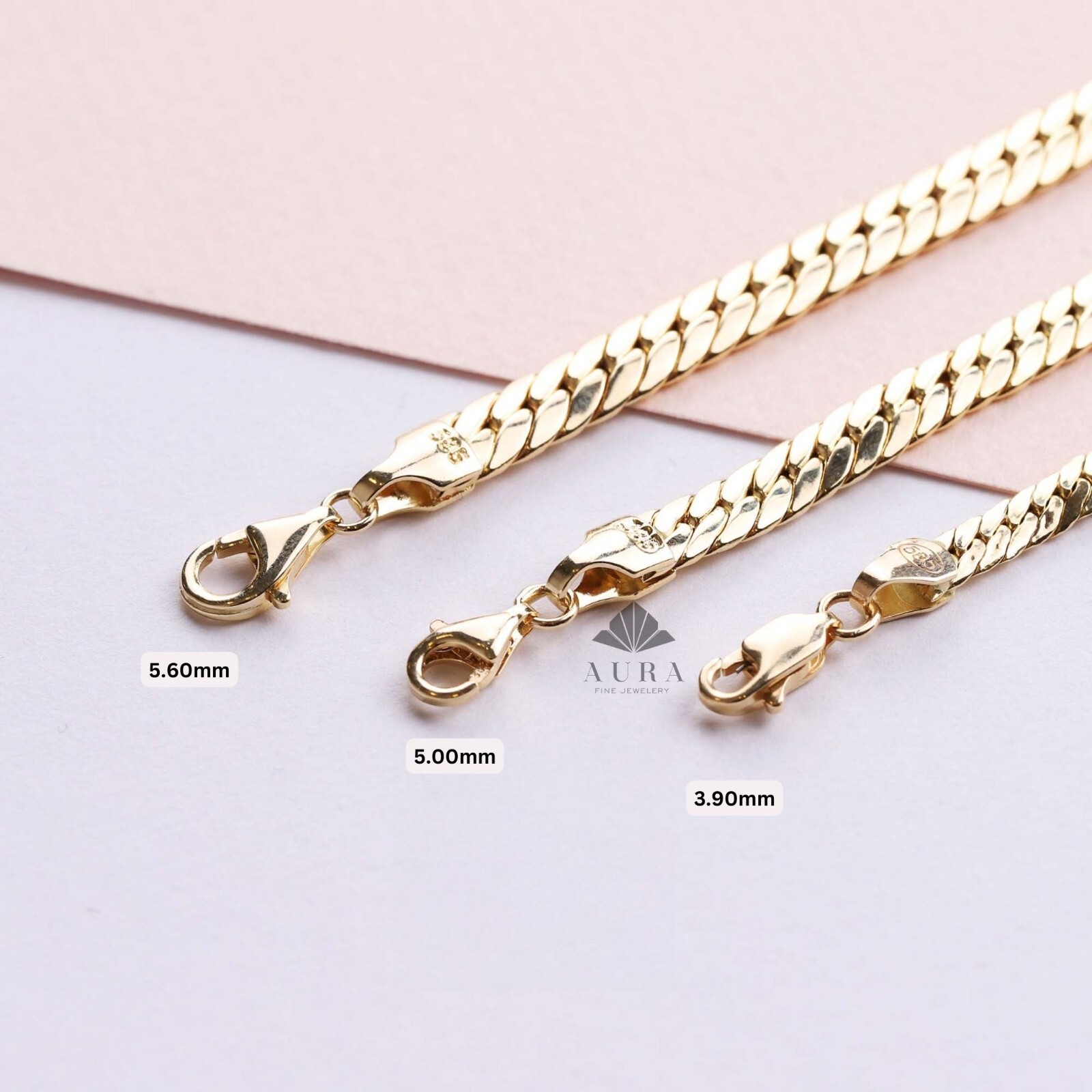 14K Gold Cuban Link Bracelet, Cuban Link Chain Bracelet, 3.9 mm 5 mm 5.6 mm Curb