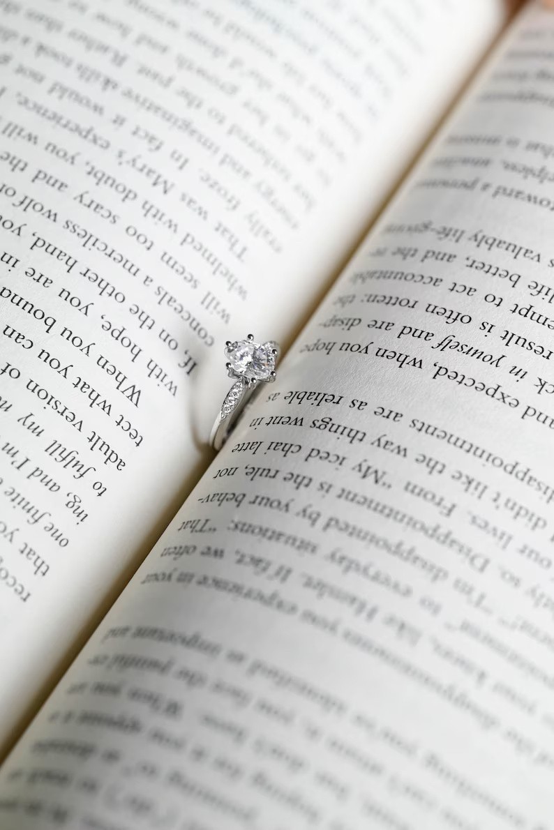 Solitaire Oval Moissanite With 18k White Gold Plated Silver Women’s Ring #175