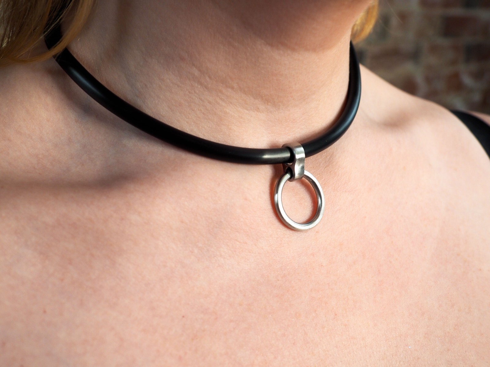 15″ 6mm Curved Matte Black Stainless Steel Locking Eternity BDSM Slave Collar