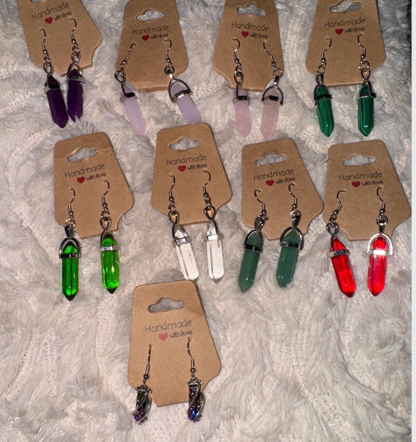 Crystal Earrings Various Colors Clear, Ruby, Jade Bohemian Fashion Jewel