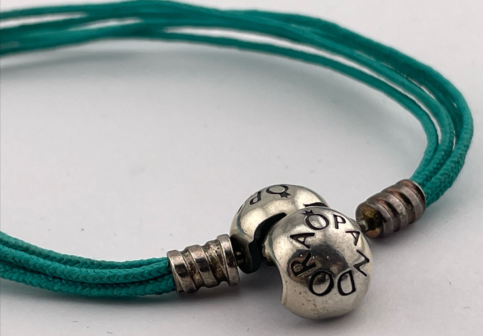 Authentic Pandora Moments Multi-Strand String Bracelet Teal ~8″ 925 ALE Ball End