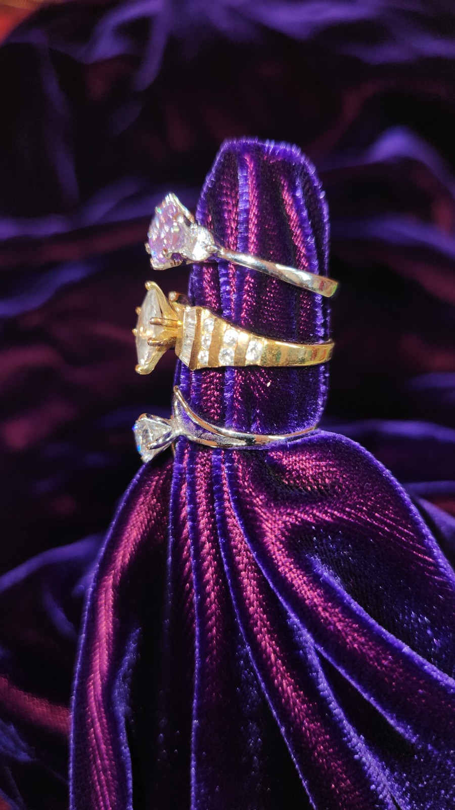 Lot of 16 Various Cocktail Rings, All Size 7, Silver, Gold, Rose Gold
