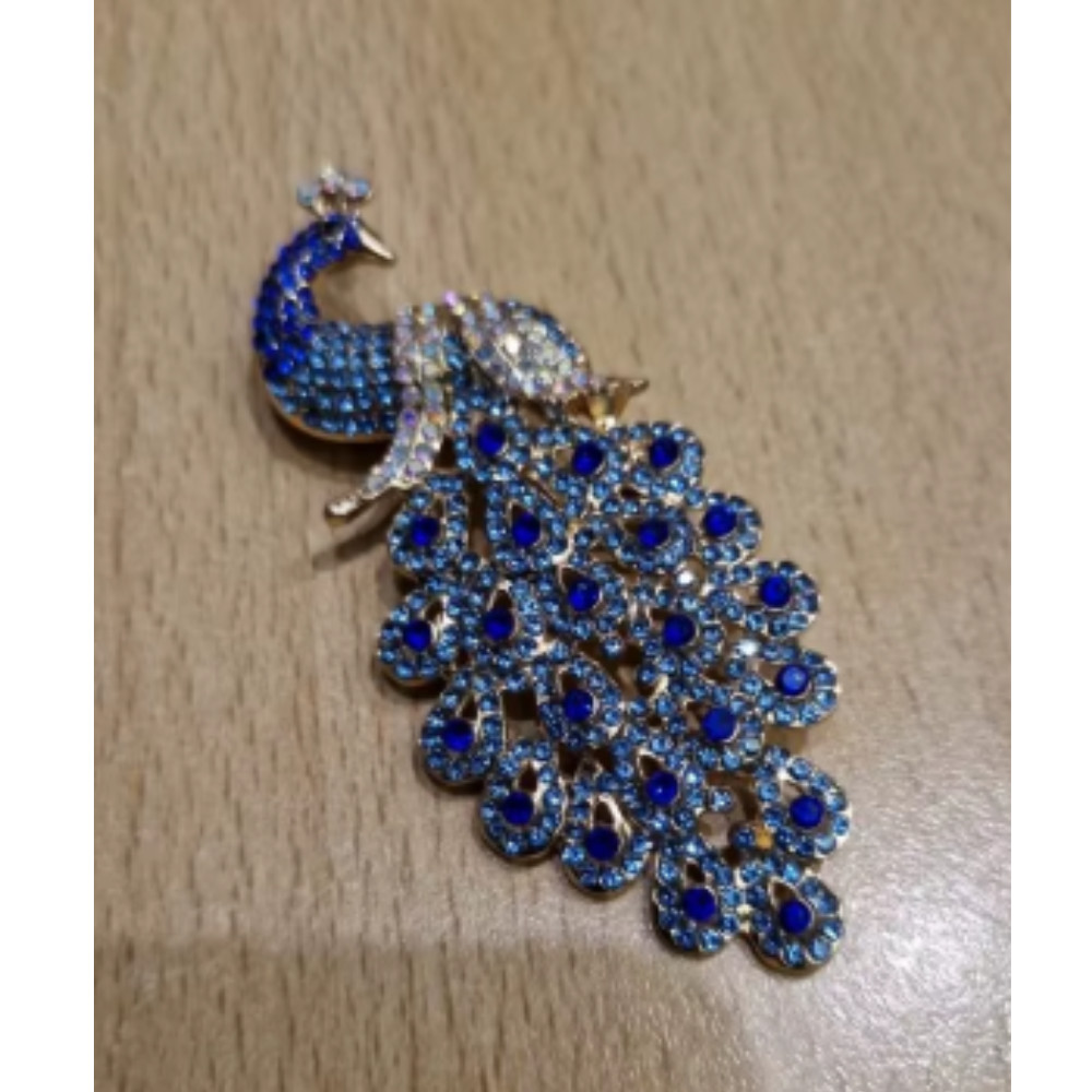 Vintage Style Peacock Bird Blue Rhinestone Crystal Cyan Bird Brooch Pin Pendant