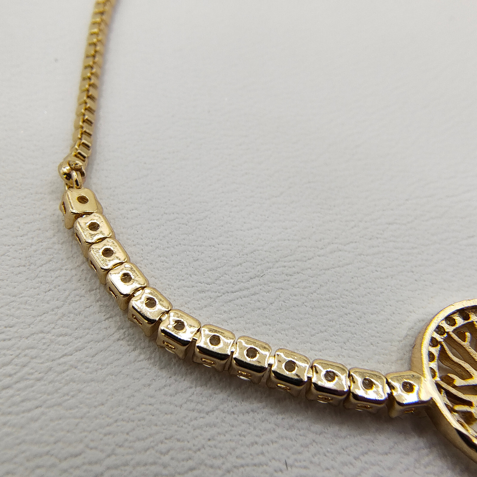 Tree of Life Adjustable Bolo Bracelet White Rhinestone Gold Tone Slider Chain