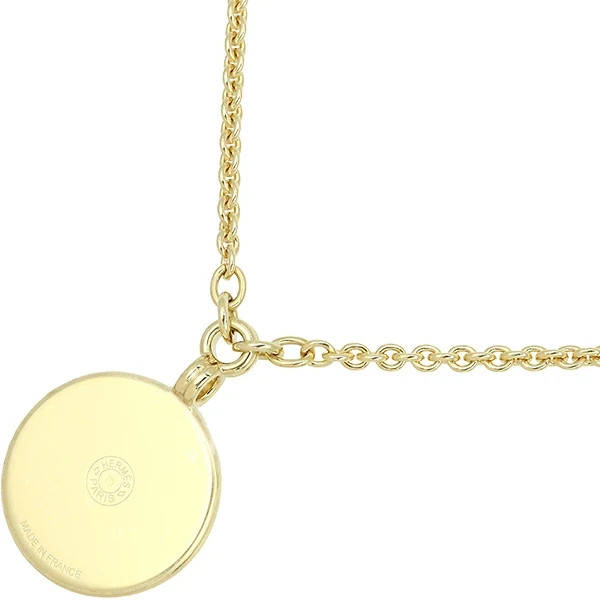 New Auth HERMES MEDAILLE MORS A JOUETS Enamel Print White Gold Necklace Pendant