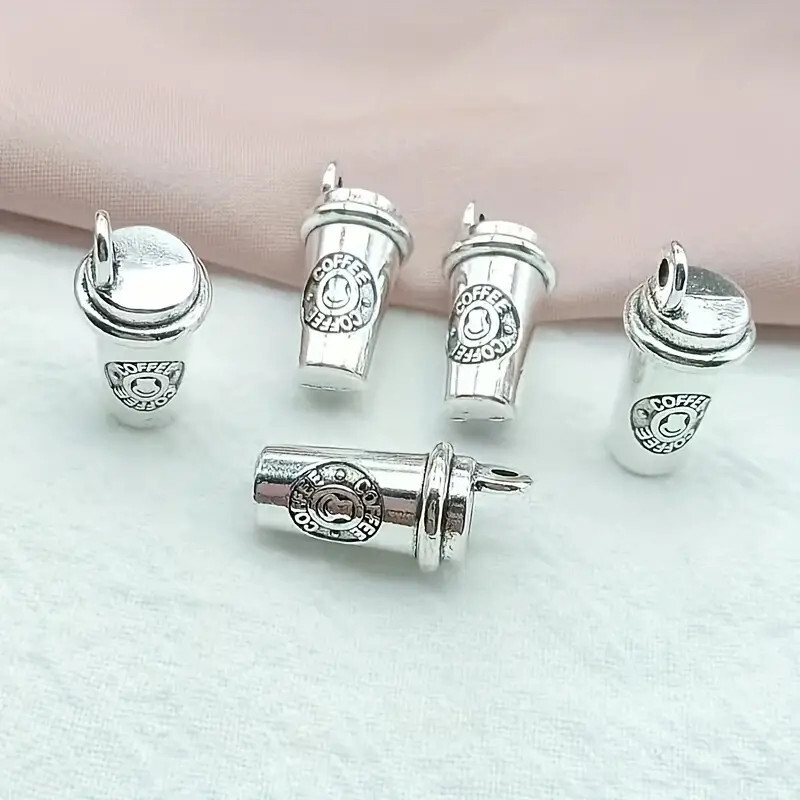 x1 Vintage Silver 3D Coffee Cup Pendant/Charm DIY Jewelry New