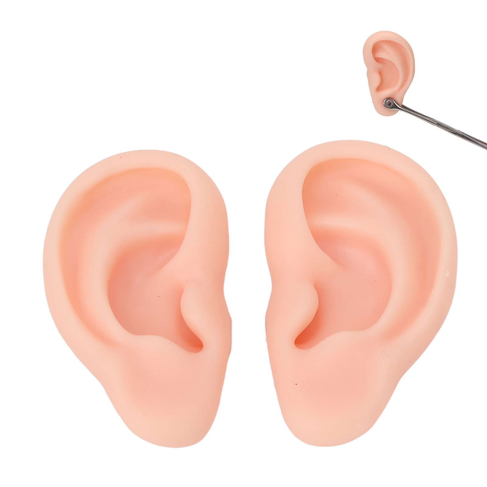 1 Pair Silicone Ear Model Soft For Piercing Exercise (Light Skin)