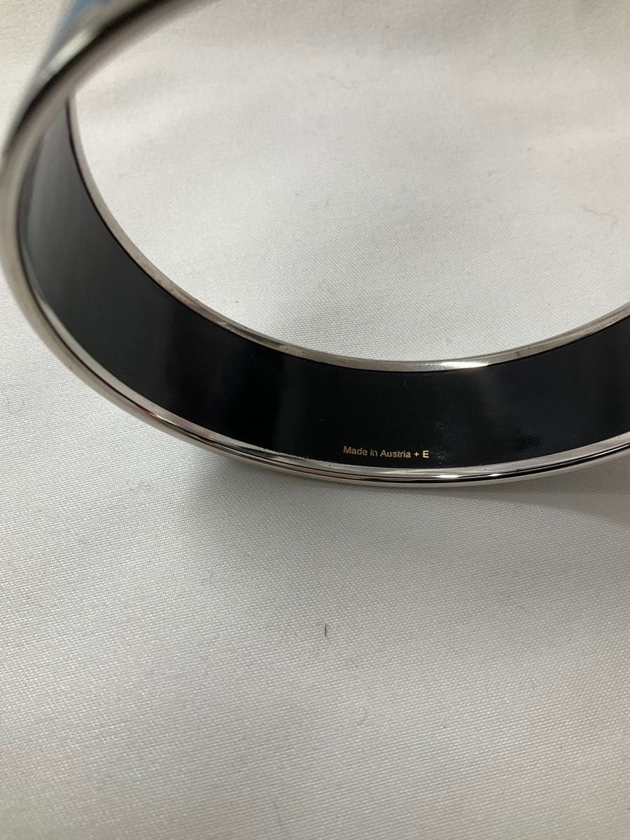 HERMES Cloisonne Enamel Email GM Bangle Bracelet Royal Blue Silver Women