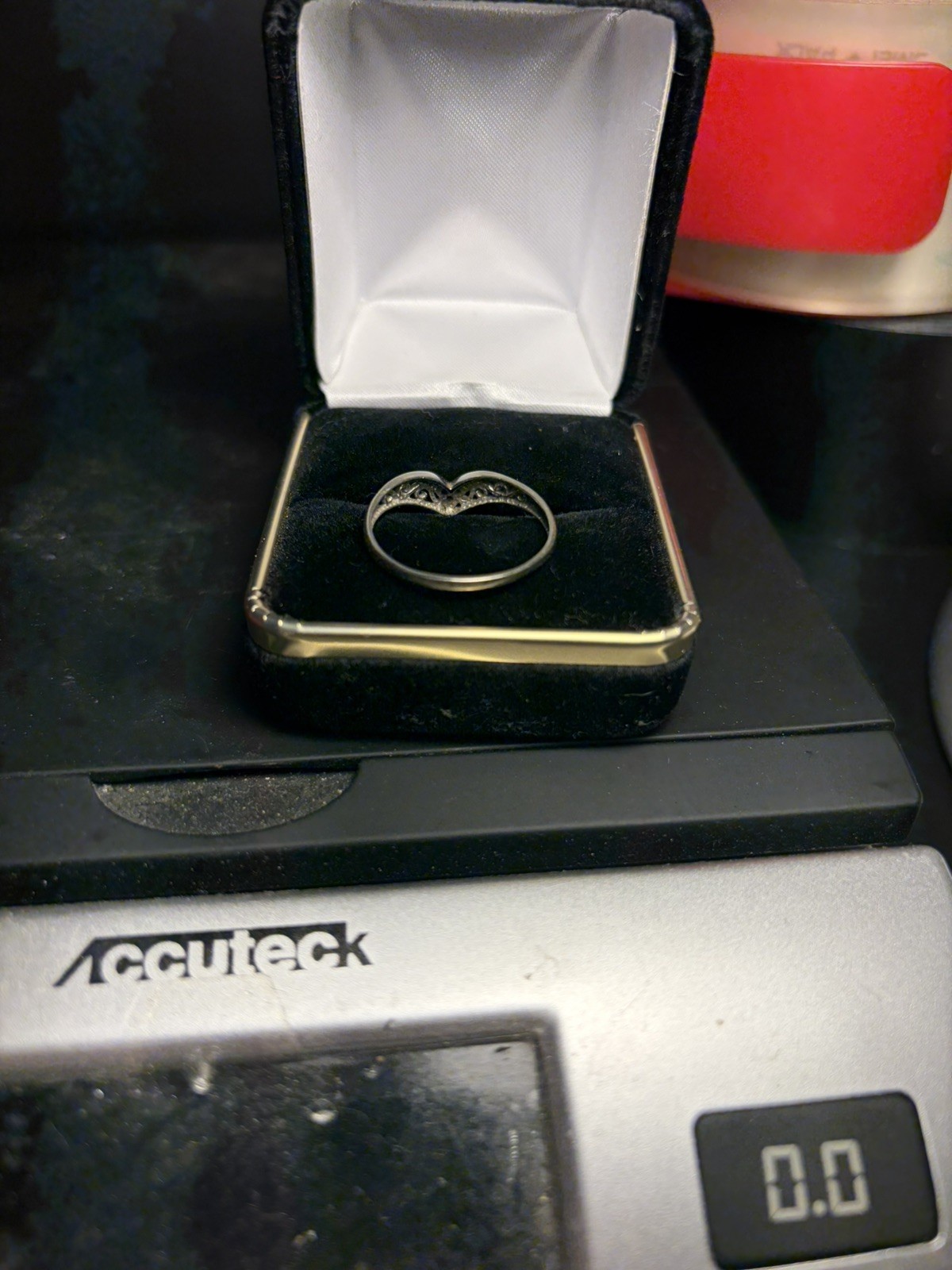 White Gold Chevron Style Diamond Ring, Pre Owned