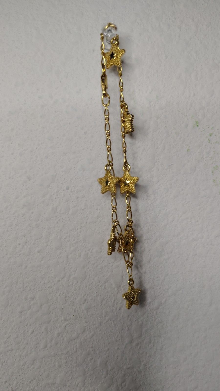Gold Tone Celestial Star Dangle Charm Cable Chain Bracelet Lobster Clasp