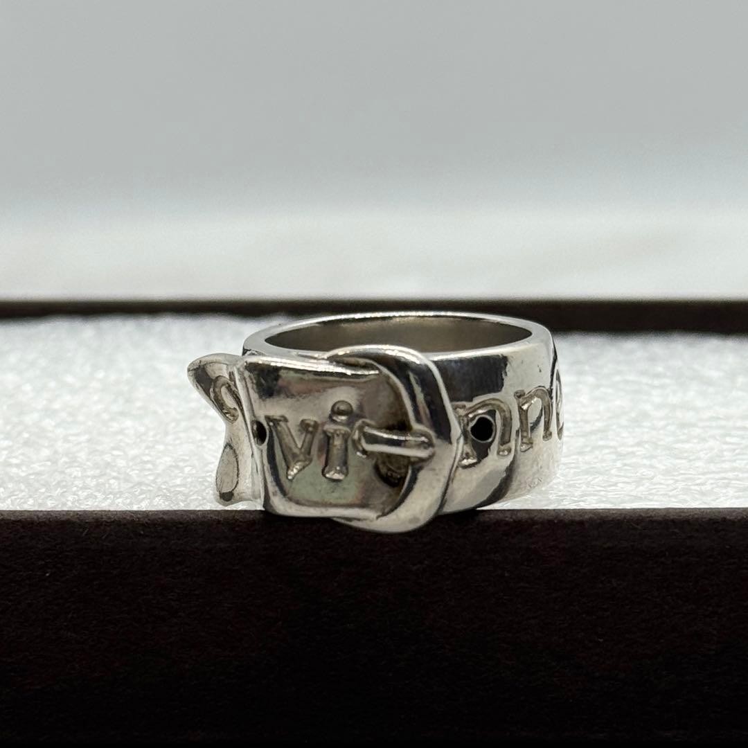 Vivienne Westwood BELT ring, rare, Early, perforated, silver, M, Made in Italy